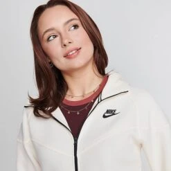 Women's Nike Sportswear Tech Fleece Windrunner Full-Zip Hoodie Ivory - FB8338 110 -Nike Store FB8338 110 M5