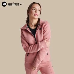 Women's Nike Sportswear Tech Fleece Windrunner Full-Zip Hoodie Red Stardust/Black - FB8338 618