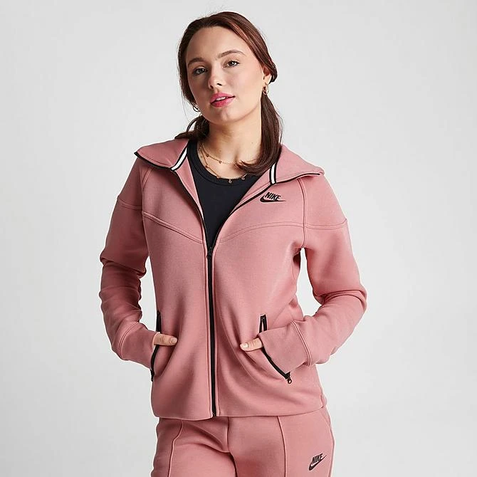 Women's Nike Sportswear Tech Fleece Windrunner Full-Zip Hoodie Red Stardust/Black - FB8338 618 5 Women's Nike Sportswear Tech Fleece Windrunner Full-Zip Hoodie Red Stardust/Black - FB8338 618 - Image 3