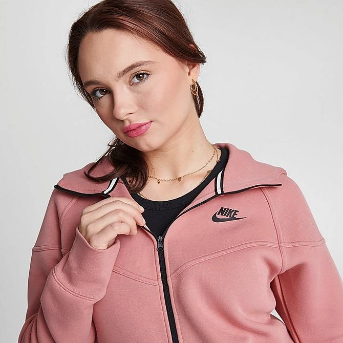 Women's Nike Sportswear Tech Fleece Windrunner Full-Zip Hoodie Red Stardust/Black - FB8338 618 7 Women's Nike Sportswear Tech Fleece Windrunner Full-Zip Hoodie Red Stardust/Black - FB8338 618 - Image 5