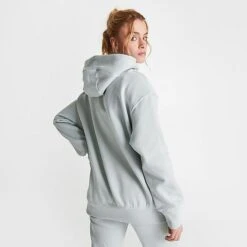 Women's Nike Sportswear Phoenix Fleece Oversized Pullover Hoodie Light Silver/Black - FD0892 034 -Nike Store FD0892 034 M4
