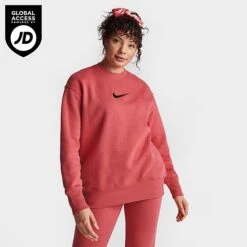 Women's Nike Sportswear Phoenix Fleece Oversized Crewneck Sweatshirt Adobe/Black - FD1128 655