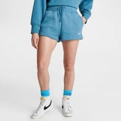 Women's Nike Sportswear Phoenix Fleece High-Rise Shorts Noise Aqua/Sail - FD1409 440