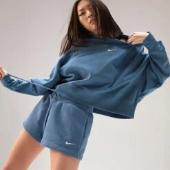 Women's Nike Sportswear Phoenix Fleece High-Rise Shorts Noise Aqua/Sail - FD1409 440 -Nike Store FD1409 440 M3