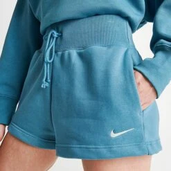 Women's Nike Sportswear Phoenix Fleece High-Rise Shorts Noise Aqua/Sail - FD1409 440 -Nike Store FD1409 440 M5