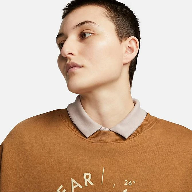 Women's Nike Sportswear Phoenix Fleece Oversized Crewneck Sweatshirt Ale Brown - FD4234 270 6 Women's Nike Sportswear Phoenix Fleece Oversized Crewneck Sweatshirt Ale Brown - FD4234 270 - Image 4