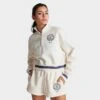 Women's Nike Sportswear Phoenix Fleece Oversized Half-Zip Cropped Sweatshirt Pale Ivory - FJ1819 110 -Nike Store FJ1819 110 M1