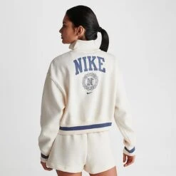 Women's Nike Sportswear Phoenix Fleece Oversized Half-Zip Cropped Sweatshirt Pale Ivory - FJ1819 110 -Nike Store FJ1819 110 M4