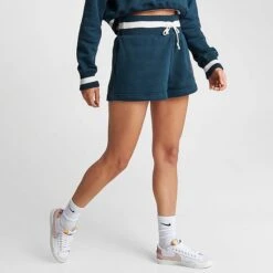 Women's Nike Sportswear Phoenix Fleece High-Waisted Campus Shorts Armory Navy/Pale Ivory - FJ1820 454 -Nike Store FJ1820 454 M3