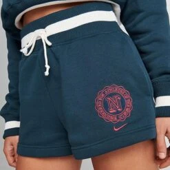 Women's Nike Sportswear Phoenix Fleece High-Waisted Campus Shorts Armory Navy/Pale Ivory - FJ1820 454 -Nike Store FJ1820 454 M5