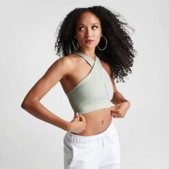 Women's Nike Swoosh Medium-Support Padded Wrap Sports Bra Sea Glass/Sail - FN3167 020 -Nike Store FN3167 020 M3