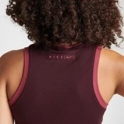 Women's Nike Sportswear Essentials Ribbed Cropped Tank Top Burgundy Crush - FN3170 652 -Nike Store FN3170 652 M6
