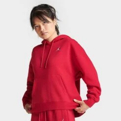 Nike Women's Jordan Brooklyn Fleece Hoodie Gym Red - FN4488 687