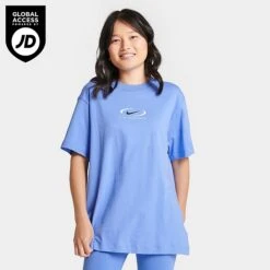 Women's Nike Sportswear Swoosh Life Graphic T-Shirt Polar Ice - FN7722 450