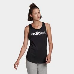 Women's Adidas LOUNGEWEAR Essentials Logo Loose Tank Black/White - GL0566 001