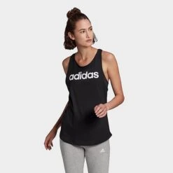 Women's Adidas LOUNGEWEAR Essentials Logo Loose Tank Black/White - GL0566 001 -Nike Store GL0566 001 M3