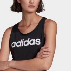 Women's Adidas LOUNGEWEAR Essentials Logo Loose Tank Black/White - GL0566 001 -Nike Store GL0566 001 M4