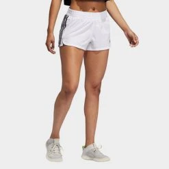 Women's Adidas Pacer 3 Stripes Woven Training Shorts White/Black - GM2949 100