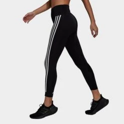 Women's Adidas Optime Trainicons 3-Stripes Training Tights Black - H64211 001 -Nike Store H64211 001 M3