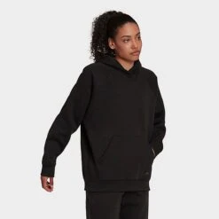 Women's Adidas ALL SZN Fleece Boyfriend Hoodie Black - HC8823 001 -Nike Store HC8823 001 M3