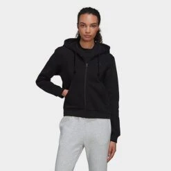 Women's Adidas ALL SZN Fleece Full-Zip Hoodie Black - HC8848 001