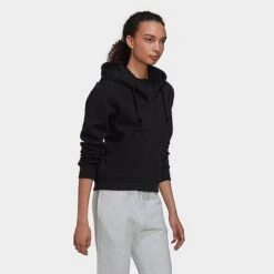 Women's Adidas ALL SZN Fleece Full-Zip Hoodie Black - HC8848 001 -Nike Store HC8848 001 M3