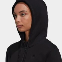 Women's Adidas ALL SZN Fleece Full-Zip Hoodie Black - HC8848 001 -Nike Store HC8848 001 M5