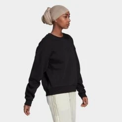 Women's Adidas ALL SZN Fleece Sweatshirt Black - HJ7995 001 -Nike Store HJ7995 001 M3