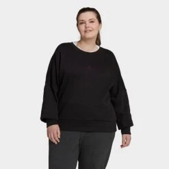 Women's Adidas ALL SZN Fleece Sweatshirt (Plus Size) Black - HK9518 001