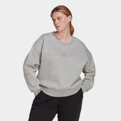 Women's Adidas ALL SZN Fleece Sweatshirt (Plus Size) Medium Grey Heather - HK9519 035