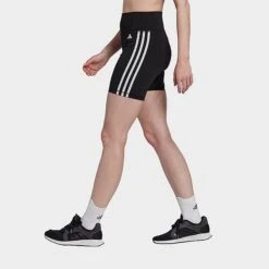 Women's Adidas Training Essentials 3-Stripes High-Waisted Short Leggings Black - HK9964 001 -Nike Store HK9964 001 M3
