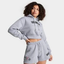 Women's Hoodrich Calor Cropped Hoodie Heather Grey - HW0239 063