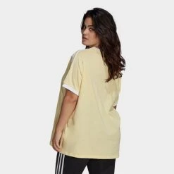 Women's Adidas Originals Adicolor Classics 3-Stripes T-Shirt (Plus Size) Almost Yellow - HY8299 740 -Nike Store HY8299 740 M3