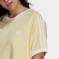 Women's Adidas Originals Adicolor Classics 3-Stripes T-Shirt (Plus Size) Almost Yellow - HY8299 740 -Nike Store HY8299 740 M5