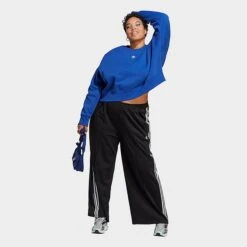 Women's Adidas Originals Adicolor Essentials Crew Long Sleeve Sweatshirt (Plus Size) Semi Lucid Blue - IA6493 420 -Nike Store IA6493 420 M3