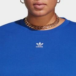 Women's Adidas Originals Adicolor Essentials Crew Long Sleeve Sweatshirt (Plus Size) Semi Lucid Blue - IA6493 420 -Nike Store IA6493 420 M4