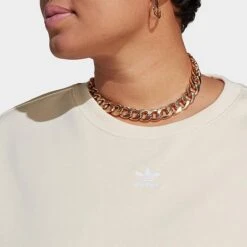 Women's Adidas Originals Adicolor Essentials Crew Long Sleeve Sweatshirt (Plus Size) Wonder White - IA6496 100 -Nike Store IA6496 100 M5