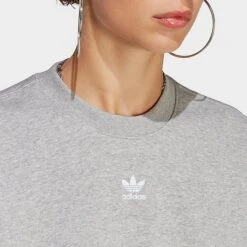 Women's Adidas Originals Adicolor Essentials Crew Long Sleeve Sweatshirt Medium Grey Heather - IA6499 035 -Nike Store IA6499 035 M4
