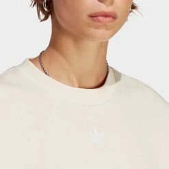 Women's Adidas Originals Adicolor Essentials Crew Long Sleeve Sweatshirt Wonder White - IA6502 100 -Nike Store IA6502 100 M4