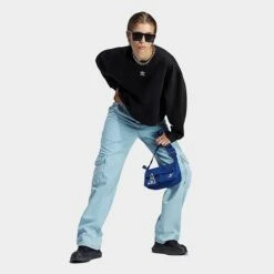 Women's Adidas Originals Adicolor Essentials Crew Long Sleeve Sweatshirt Black - IA6504 001 -Nike Store IA6504 001 M3