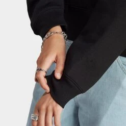 Women's Adidas Originals Adicolor Essentials Crew Long Sleeve Sweatshirt Black - IA6504 001 -Nike Store IA6504 001 M5