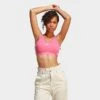 Women's Adidas Essentials 3-Stripes Crop Top Pulse Magenta/White - IC4430 660 -Nike Store IC4430 660 M1