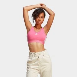 Women's Adidas Essentials 3-Stripes Crop Top Pulse Magenta/White - IC4430 660