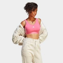 Women's Adidas Essentials 3-Stripes Crop Top Pulse Magenta/White - IC4430 660 -Nike Store IC4430 660 M3