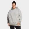 Women's Adidas ALL SZN Fleece Boyfriend Hoodie (Plus Size) Medium Grey Heather - IC4553 035 -Nike Store IC4553 035 M1