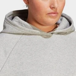 Women's Adidas ALL SZN Fleece Boyfriend Hoodie (Plus Size) Medium Grey Heather - IC4553 035 -Nike Store IC4553 035 M4