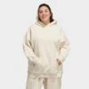 Women's Adidas ALL SZN Fleece Boyfriend Hoodie (Plus Size) Ecru Tint Melange - IC4554 107 -Nike Store IC4554 107 M1