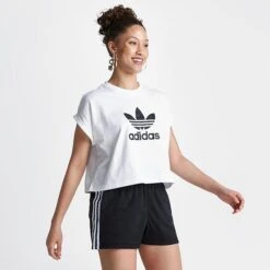 Women's Adidas Originals Adicolor Classics Cropped Trefoil T-Shirt White - IC5467 100 -Nike Store IC5467 100 M3