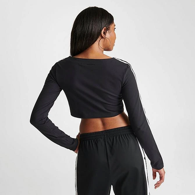ADIDAS Women's Adicolor Classics 3-Stripes Cropped Button Long-Sleeve T-Shirt Black - IC5473 001 6 ADIDAS Women's Adicolor Classics 3-Stripes Cropped Button Long-Sleeve T-Shirt Black - IC5473 001 - Image 4