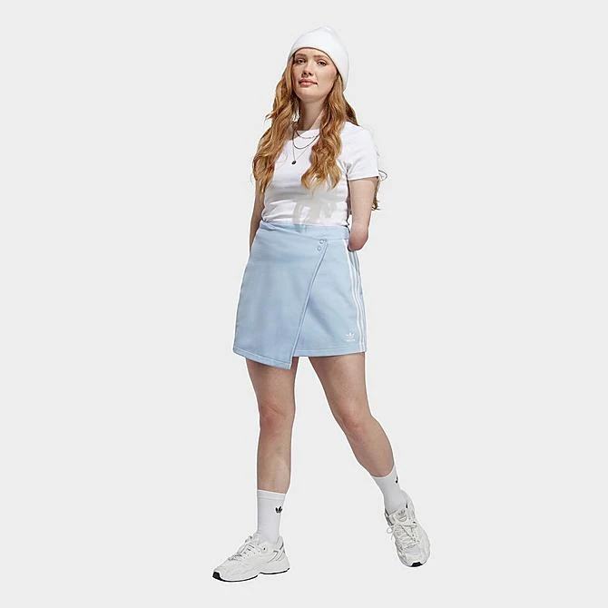 Women's Adidas Originals Adicolor Classics 3-Stripes Short Wrapping Skirt Blue Dawn - IC5476 450 4 Women's Adidas Originals Adicolor Classics 3-Stripes Short Wrapping Skirt Blue Dawn - IC5476 450 - Image 2